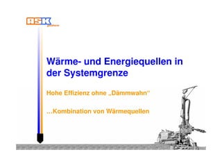 Wärme- und Energiequellen in
der Systemgrenze
Hohe Effizienz ohne „Dämmwahn“
…Kombination von Wärmequellen
 