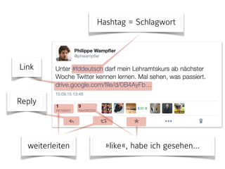 Hashtag = Schlagwort
weiterleiten »like«, habe ich gesehen…
Reply
Link
 