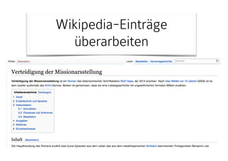 Wikipedia-Einträge
überarbeiten
 