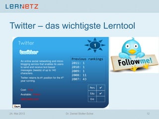 Twitter – das wichtigste Lerntool
24. Mai 2013 12Dr. Daniel Stoller-Schai
 