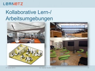 Kollaborative Lern-/
Arbeitsumgebungen
07 June 2013 31Dr. Daniel Stoller-Schai
 