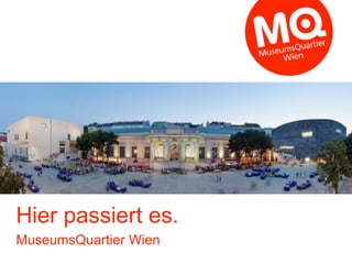 Hier passiert es.
MuseumsQuartier Wien
 