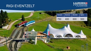 RIGI EVENTZELT
Konzert Seminar Bankett Apéro
750 400 600 500
 