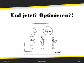 Und je tzt? Optimie re n? !




                http://www.theillustratedprofessor.com/wp-content/uploads/2012/02/It-Depends-1.jpg




18.02.13                                      Performance!?                                          34
 