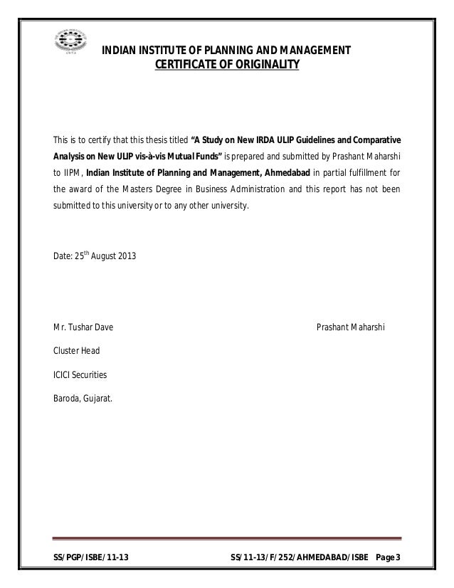Management thesis on mutual fund