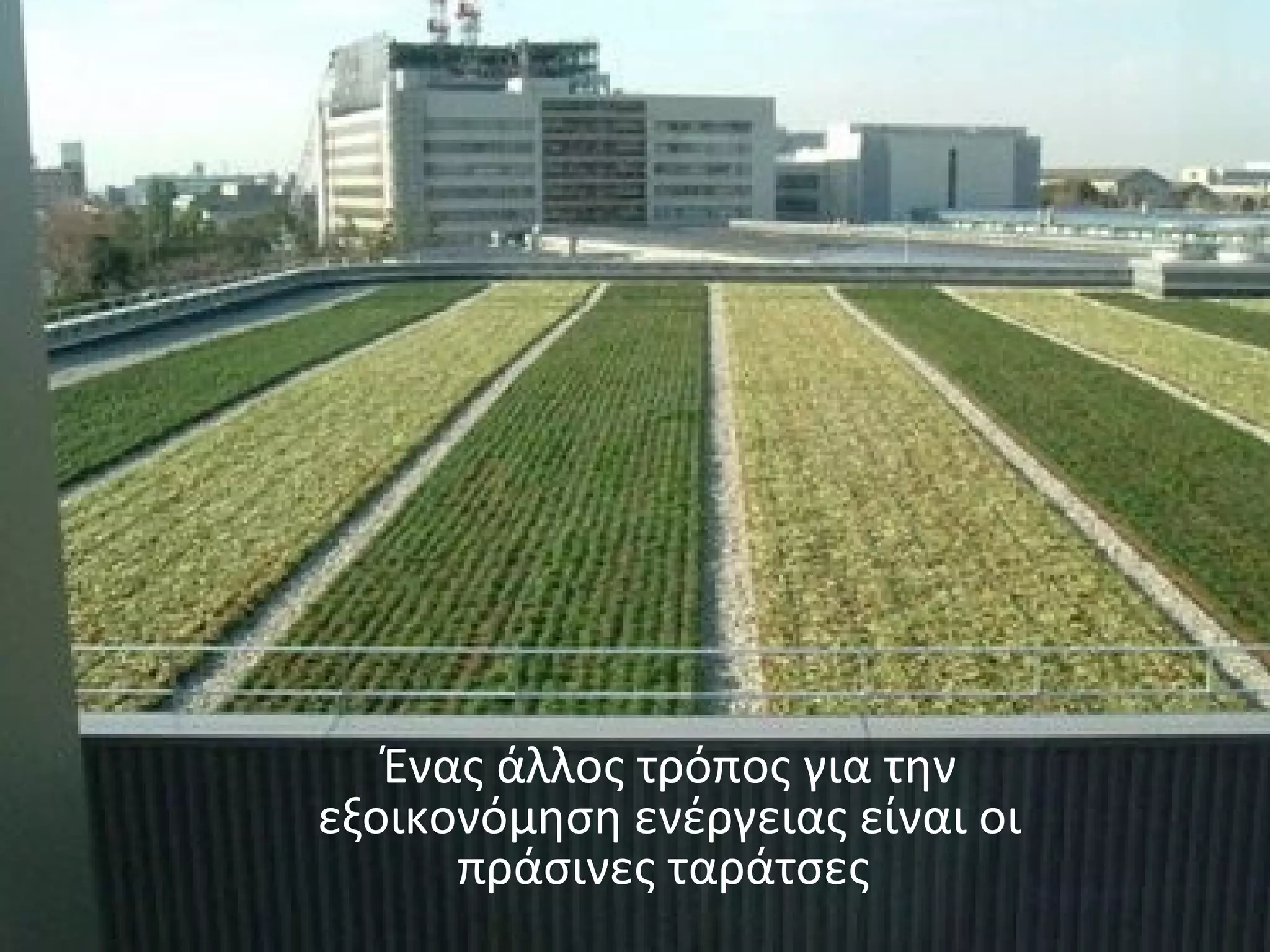 Ένας άλλος τρόπος για την
εξοικονόμηση ενέργειας είναι οι
      πράσινες ταράτσες
 