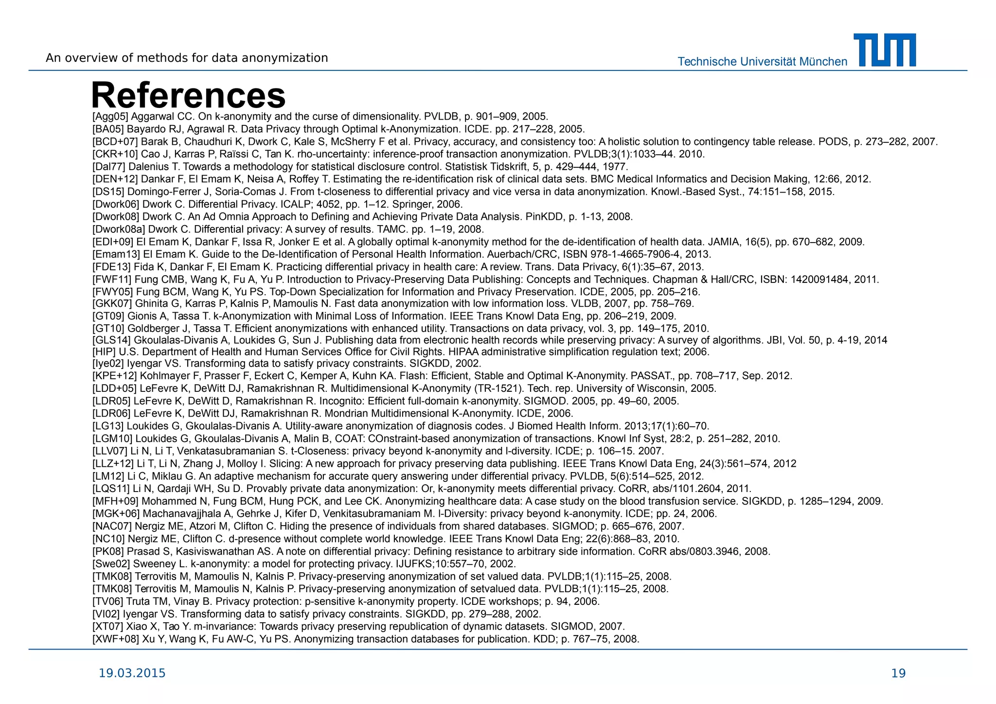 An overview of methods for data anonymization | PDF