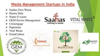  Saahas Zero Waste
 Hasiru Dala
 Namo E-waste
 GEM Enviro Management
 Citizengage
 Paperman
 Vital Waste
 ExtraCarbon
 