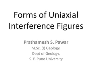 Forms of Uniaxial
Interference Figures
Prathamesh S. Pawar
M.Sc. (I) Geology,
Dept of Geology,
S. P. Pune University
 