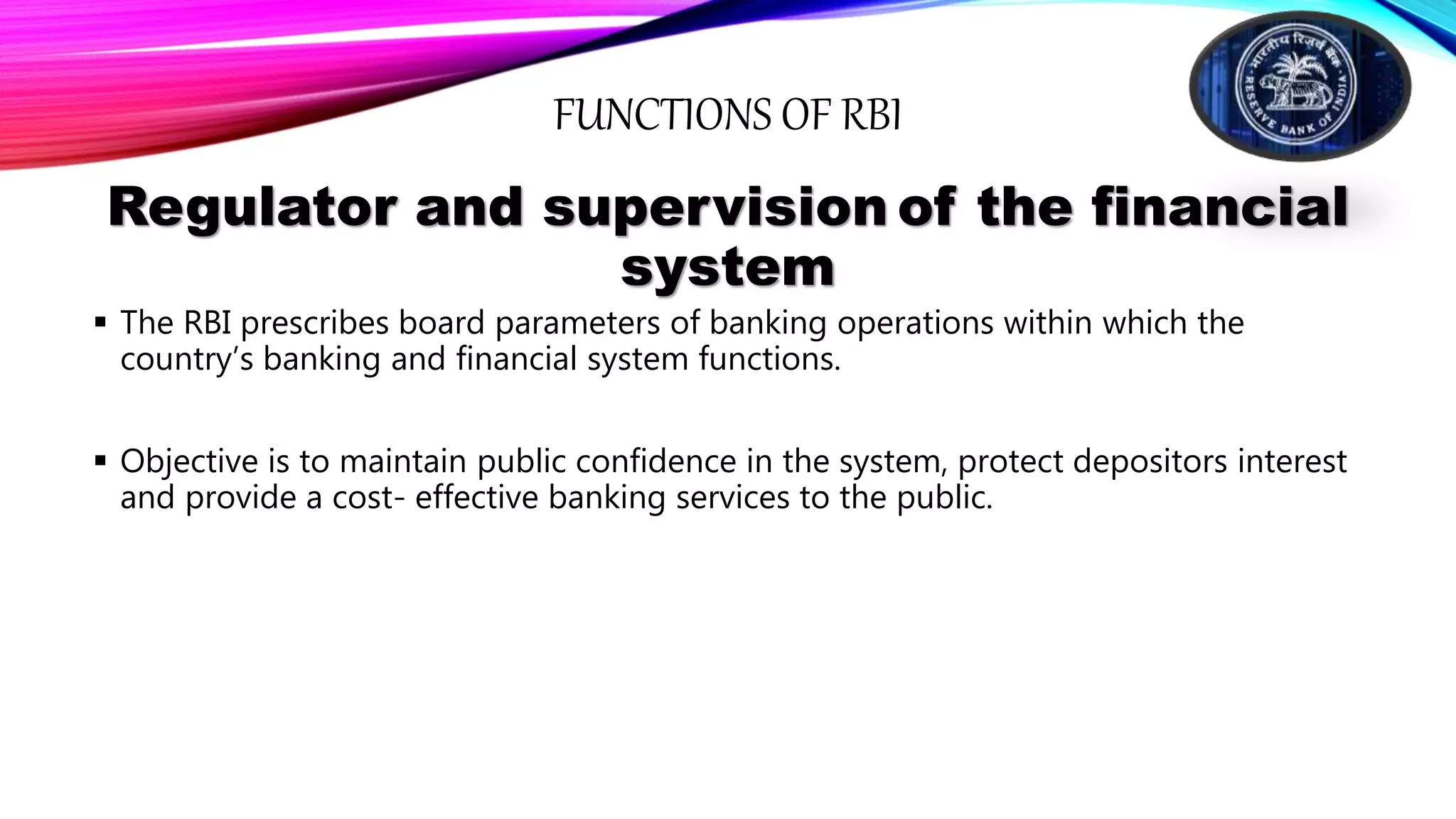 RESERVE BANK OF INDIA AND ITS FUNCTIONS BY P. SAI PRATHYUSHA | PPTX