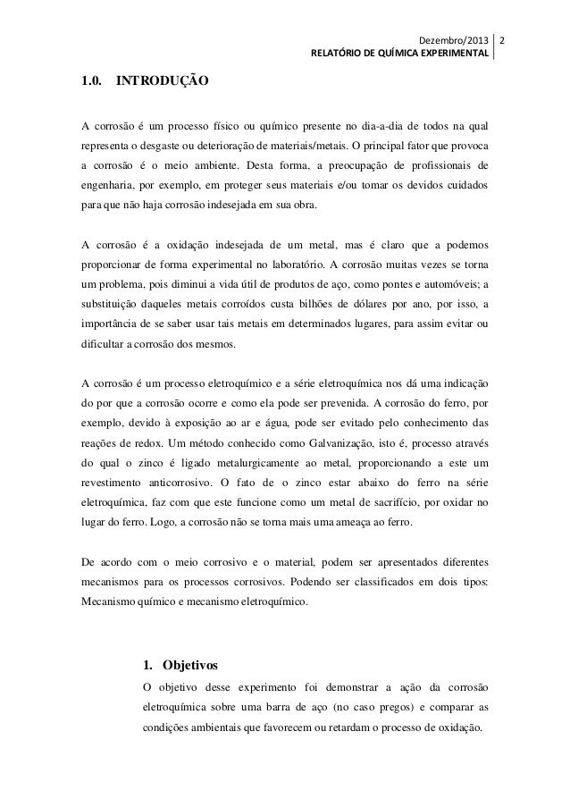 Exemplo de relatorio experimental Exemplo de relatorio experimental