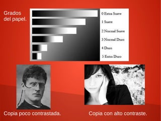 Grados
del papel.
Copia poco contrastada. Copia con alto contraste.
 
