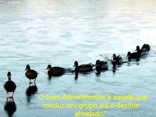 “ O bom Administrador é aquele que
conduz seu grupo até o destino
almejado.”
 