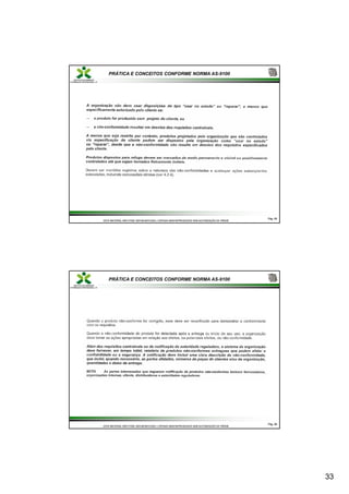 33
PRÁTICA E CONCEITOS CONFORME NORMA AS-9100
Pág.
Pág. 65
65
ESTE MATERIAL NÃO PODE SER MODIFICADO, COPIADO NEM REPRODUZIDO SEM AUTORIZAÇÃO DA TRÍADE
ESTE MATERIAL NÃO PODE SER MODIFICADO, COPIADO NEM REPRODUZIDO SEM AUTORIZAÇÃO DA TRÍADE
PRÁTICA E CONCEITOS CONFORME NORMA AS-9100
Pág.
Pág. 66
66
ESTE MATERIAL NÃO PODE SER MODIFICADO, COPIADO NEM REPRODUZIDO SEM AUTORIZAÇÃO DA TRÍADE
ESTE MATERIAL NÃO PODE SER MODIFICADO, COPIADO NEM REPRODUZIDO SEM AUTORIZAÇÃO DA TRÍADE
 