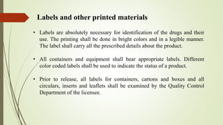 Prior Label pratik ghive cGMP According to schedule M | PPTX