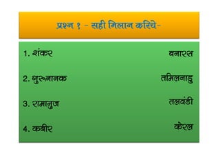 iz’u 1 & lgh feyku dfj;s&
1- ‘kadj
2- xq:ukud
cukjl
rfeyukMq2- xq:ukud
3- jkekuqt
4- dchj
rfeyukMq
ryoaMh
dsjy
 