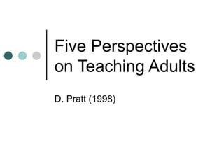 Five Perspectives on Teaching Adults D. Pratt (1998) 