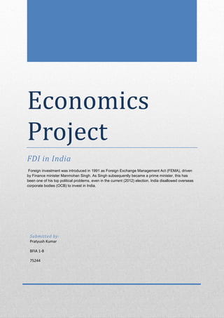 Foreign Direct Investment in India | PDF