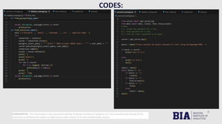 CONFIDENTIAL: The information in this document belongs to Boston Institute of Analytics LLC. Any unauthorized sharing of this
material is prohibited and subject to legal action under breach of IP and confidentiality clauses.
CODES:
 