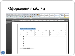 Оформление таблиц
27
 