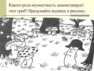 Какого рода неуместность демонстрирует этот гриб? Придумайте подпись к рисунку.  
