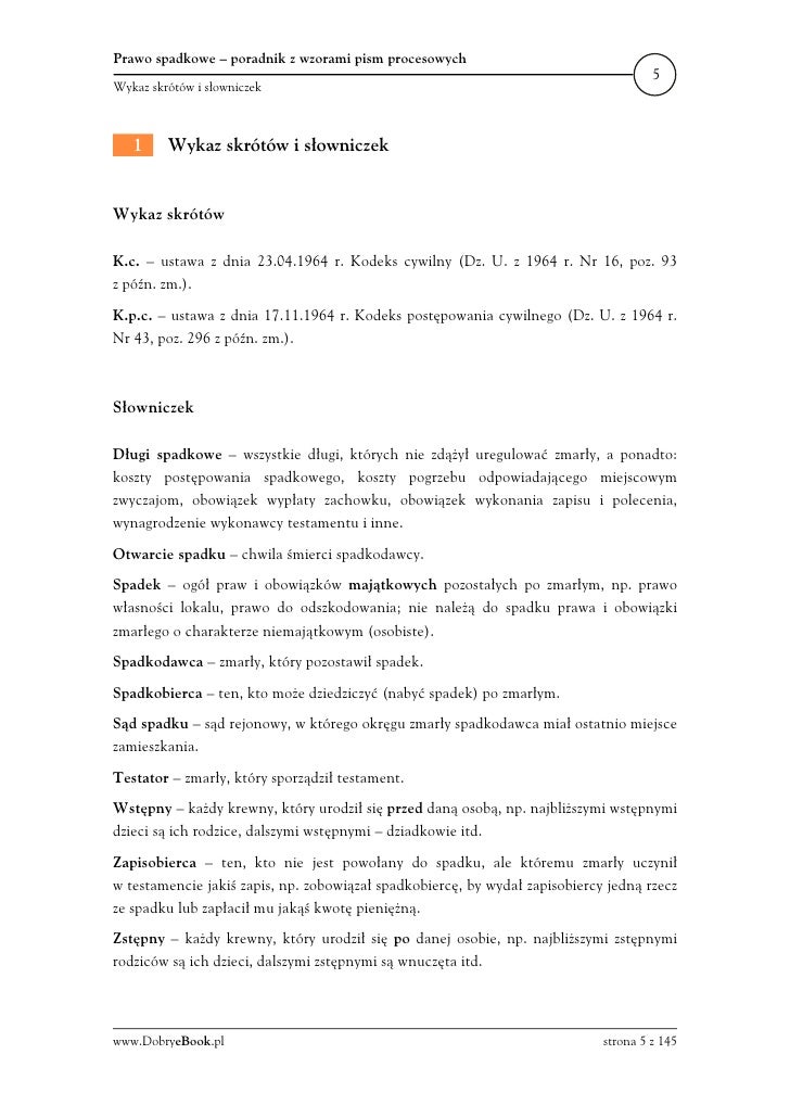 Prawo spadkowe – poradnik z wzorami pism procesowych - ebook