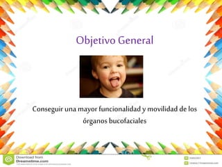 Objetivo General

Conseguir una mayor funcionalidad y movilidad de los
órganos bucofaciales

 