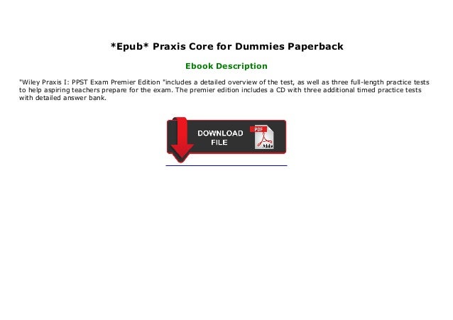 Epub Praxis Core For Dummies Paperback