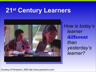 21 st  Century Learners How is today’s learner  different   than yesterday’s learner? Courtesy of Panasonic, 2005 http://www.panasonic.com/  