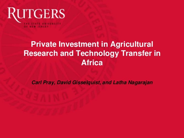 Private Investment in Agricultural Research and Technology ... Private Investment i