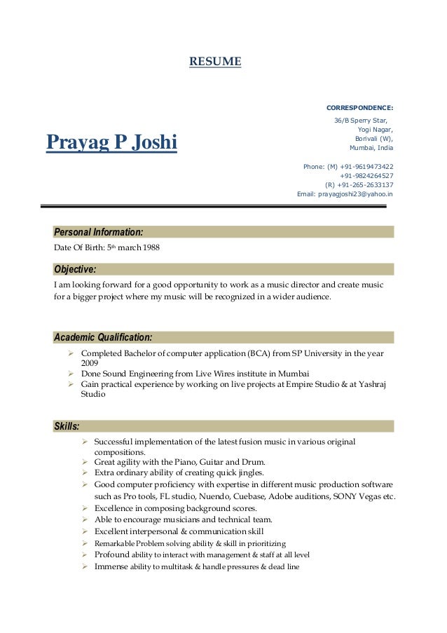 music director resumes