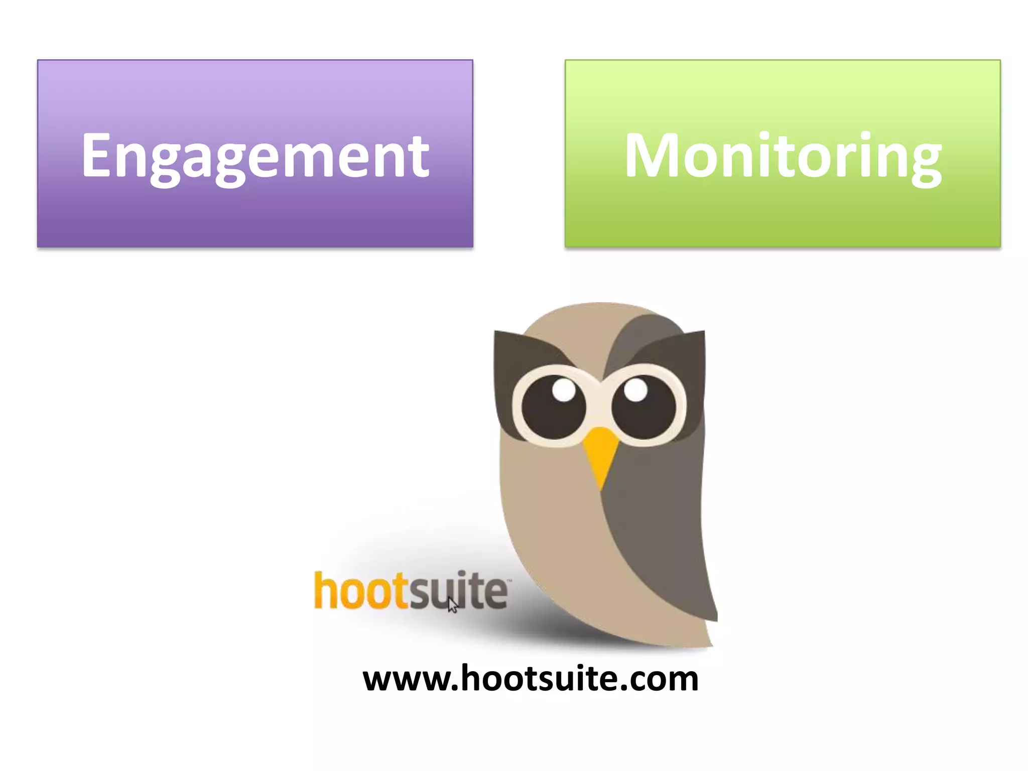 Engagement           Monitoring




        www.hootsuite.com
 