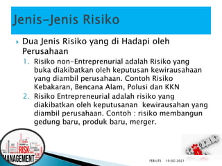 Prb pertemuan 1 1. Pengantar risiko dan bisnis, pengertian risiko ...