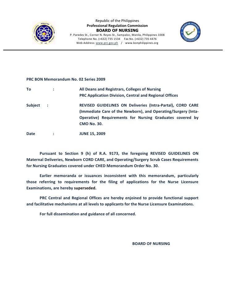filipino memorandum pdf Prc no series bon memorandum of order 2009 2
