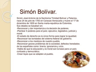 Simón Bolívar.
Simón José Antonio de la Santísima Trinidad Bolívar y Palacios,
nace 24 de julio de 1783 en Caracas-Venezue...