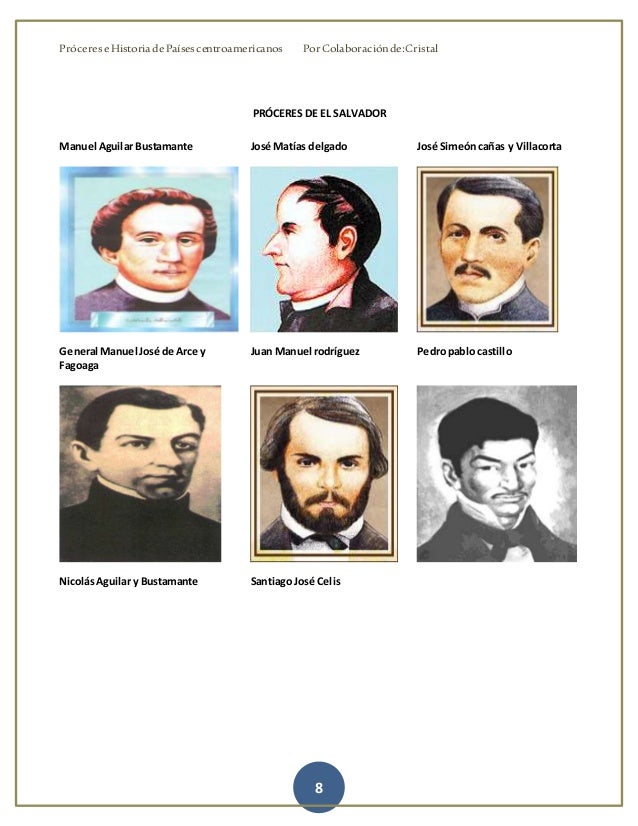 Próceres y breve historia de paises Centroamericanos
