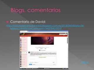  Comentario de David:
http://historiadecampeoneslol.blogspot.com.es/2014/04/historia-de-
leblanc.html?showComment=1443784310219
Índice
 
