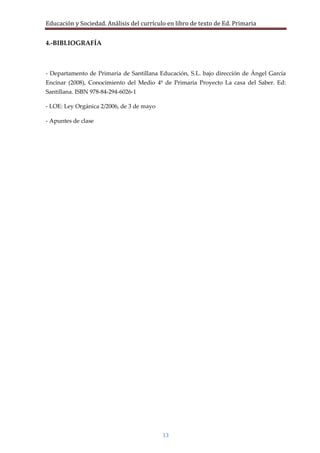 Educación y Sociedad. Análisis del currículo en libro de texto de Ed. Primaria


4.-BIBLIOGRAFÍA



- Departamento de Primaria de Santillana Educación, S.L. bajo dirección de Ángel García
Encinar (2008), Conocimiento del Medio 4º de Primaria Proyecto La casa del Saber. Ed:
Santillana. ISBN 978-84-294-6026-1

- LOE: Ley Orgánica 2/2006, de 3 de mayo

- Apuntes de clase




                                           13
 