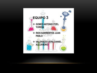 EQUIPO 3
 GOMEZ ANTONIO ITZEL
YURIDIA
 RIOS BARRIENTOS JUAN
PABLO
 VALDIVIEZO VERA DANIEL
ALEJANDRO
 