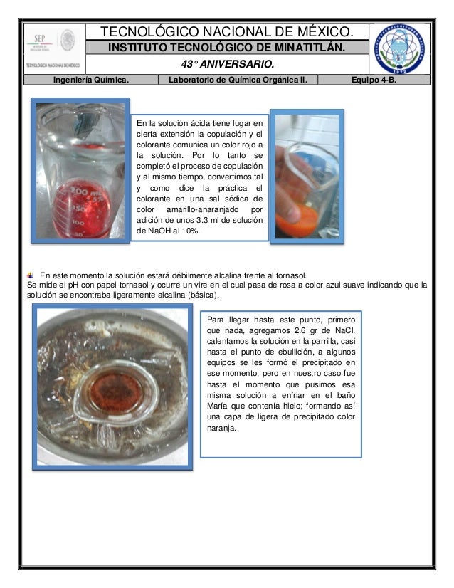 Reporte de PrácticaSíntesis del Naranja de Metilo. Reporte de PrácticaSíntesis del Naranja de Metilo.