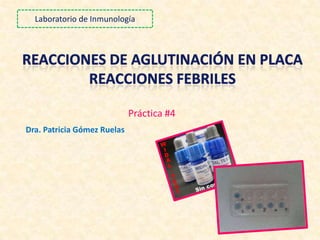 Dra. Patricia Gómez Ruelas
Práctica #4
Laboratorio de Inmunología
 