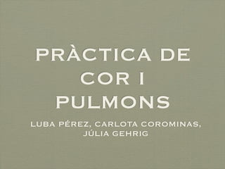 PRÀCTICA DE
   COR I
 PULMONS
LUBA PÉREZ, CARLOTA COROMINAS,
         JÚLIA GEHRIG
 
