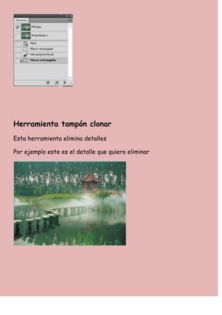Herramienta tampón clonar
Esta herramienta elimina detalles

Por ejemplo este es el detalle que quiero eliminar
 