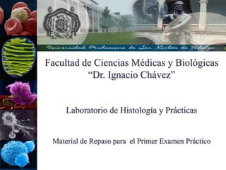 Facultad de Ciencias Médicas y Biológicas
“Dr. Ignacio Chávez”
Laboratorio de Histología y Prácticas
Material de Repaso para el Primer Examen Práctico
 