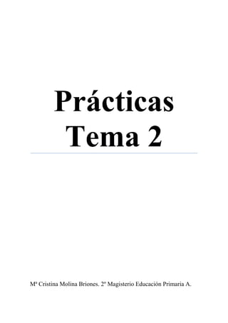 Prácticas
Tema 2
Mª Cristina Molina Briones. 2º Magisterio Educación Primaria A.
 
