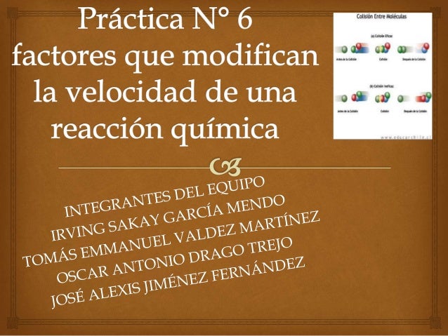 Práctica N° 6 Factores que modifican la Velocidad de una