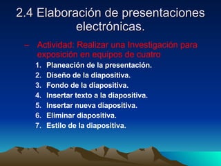 Prácticas de Informatica II, Power Point. PROYECTO | PPT