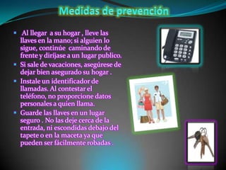 Convoque a sus vecinos  y a la Policía Comunitaria de su barrio a fin de efectuar  un recorrido y un análisis de los puntos vulnerables y los factores de riesgo de su comunidad, para erradicarlos Es necesario establecer políticas de seguridad en su casa .