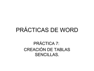 PRÁCTICAS DE WORD PRÁCTICA 7:  CREACIÓN DE TABLAS SENCILLAS. 
