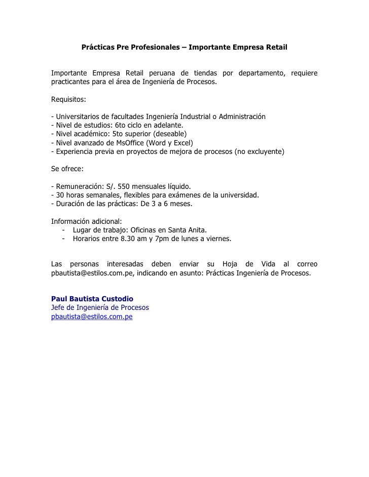 Prácticas Pre Profesionales